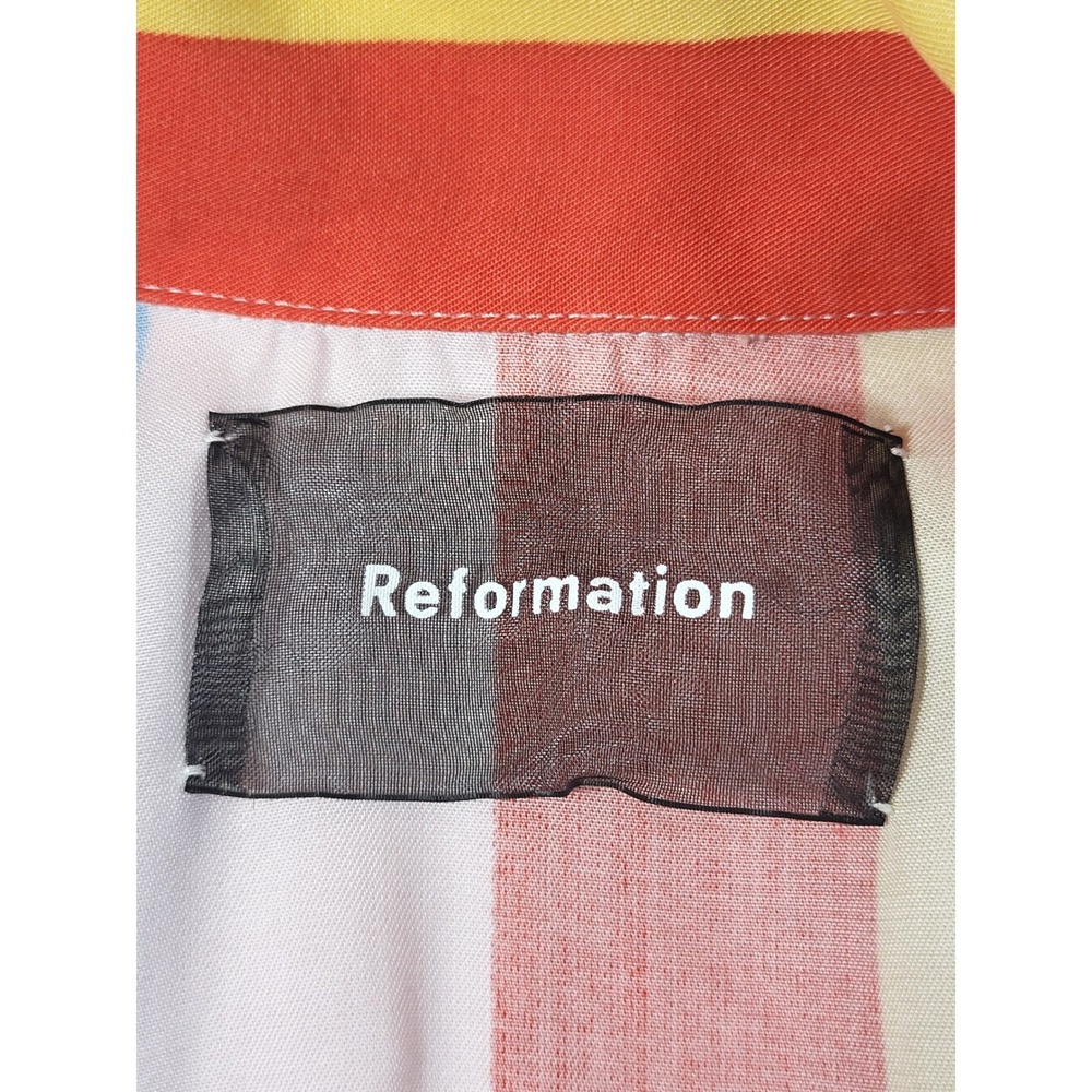 Reformation Womens Short Sleeve Camp Striped Button Down Shirt Multicolor Medium - Picture 8 of 9